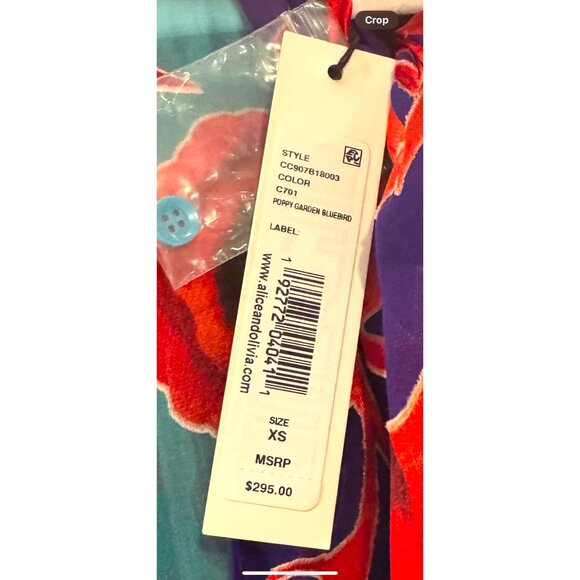 Alice + Olivia Poppy Garden Bluebird Floral Print Blouse XS - Picture 5 of 5